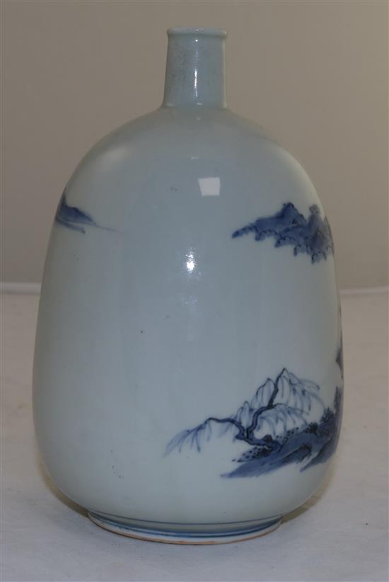 A Japanese Hirado blue and white sake flask (tokkuri), c.1750-1800, 18.5cm